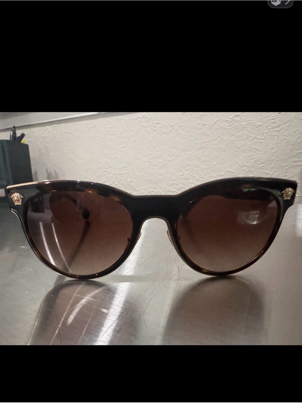Versace Brown Gradient Cat-Eye Sunglasses with Gold Medusa Accents